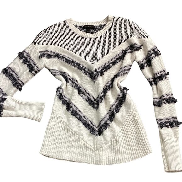 Banana Republic Sweater Mixed Pattern Chevron Fringe Sz S #130R - Picture 6 of 10